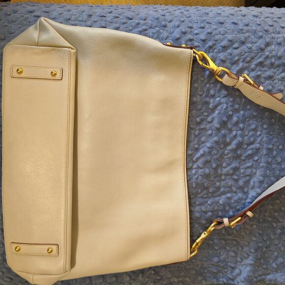 Cream leather tote, slouchy summer bag, large neutral purse - Picture 3 of 10
